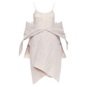 Romeo Gigli champagne crinkled slip dress with shawl